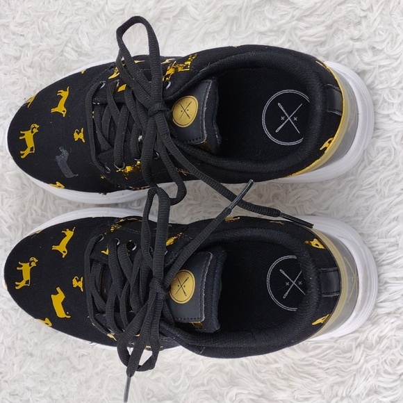 Inkkas FlexAires Black Gold Puppy  DesignCanvas Round Toe Lace Up Sneaker Shoe - Picture 6 of 16